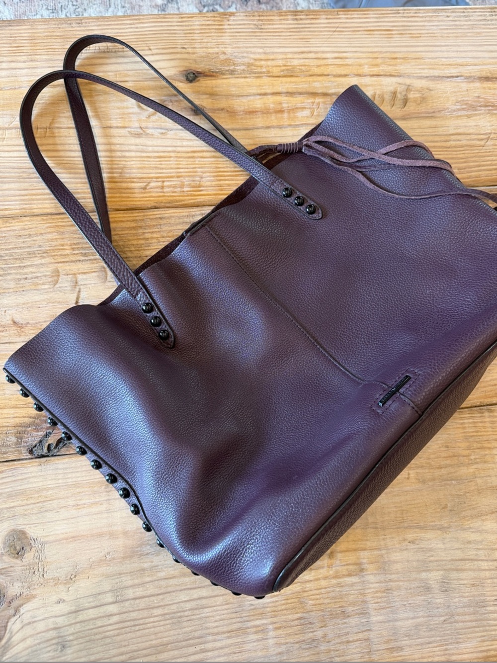 Rebecca Minkoff Plum Leather Tote Studded Black Hardware